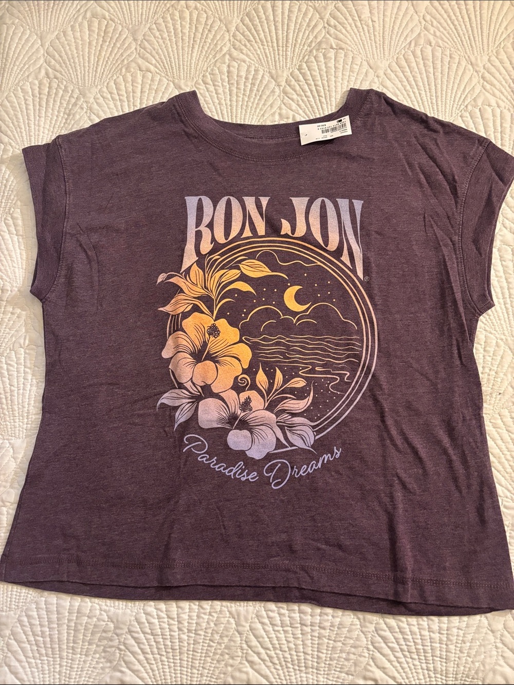 Ron Jon Purple Graphic Muscle Tee with Sunset Floral Print